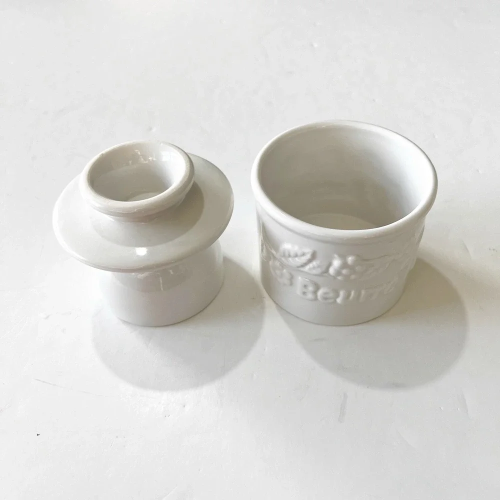Vintage BUTTER BELL Crock L Tremain 2000 White Fresh and Creamy French Country